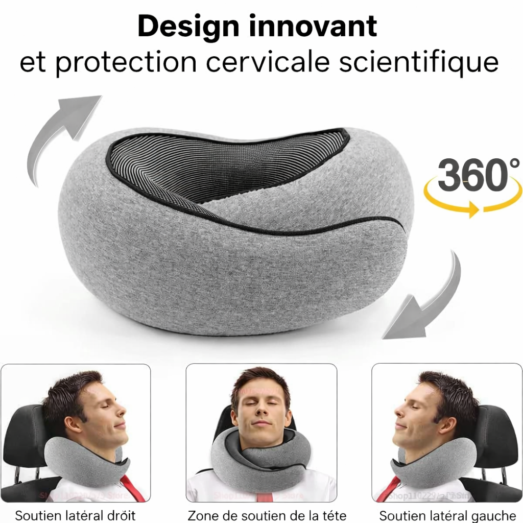 Oreiller de voyage ergonomique à mémoire de forme
