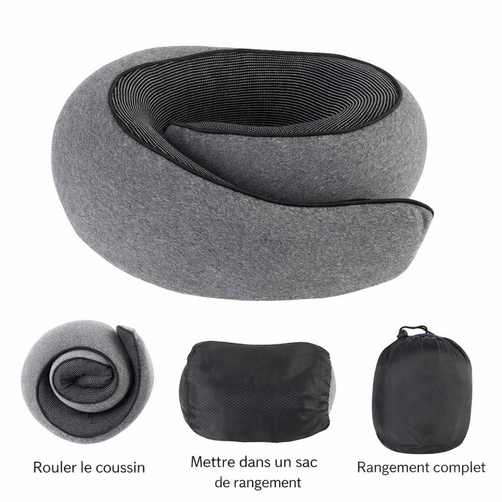 Oreiller de voyage ergonomique à mémoire de forme
