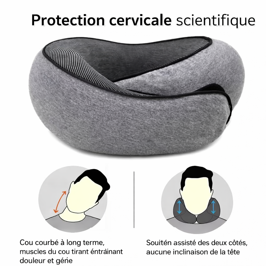 Oreiller de voyage ergonomique à mémoire de forme